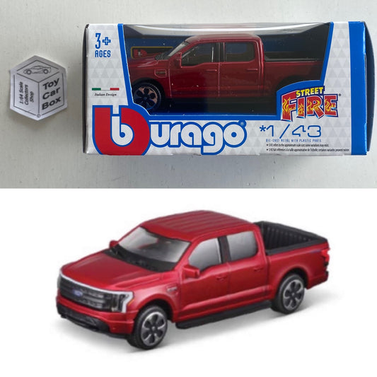 BBURAGO 1/43 - 2022 Ford F150 Lightning (Red - Street Fire - Boxed) E78