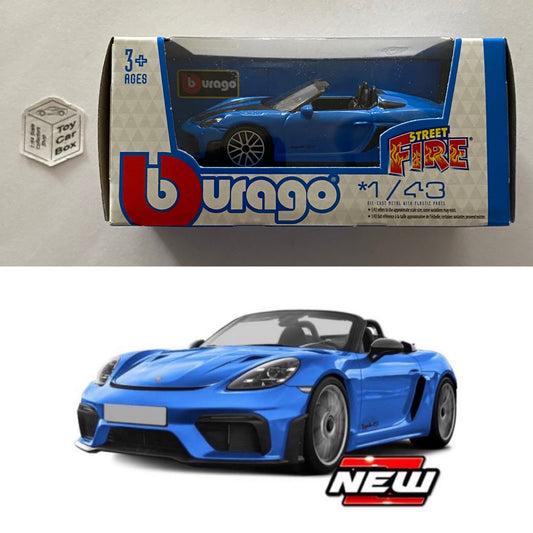 BBURAGO 1/43 - Porsche 718 Spyder RS (Blue - Street Fire - Boxed) E28g