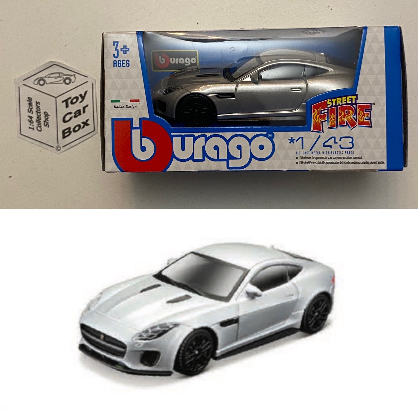 BBURAGO 1/43 - Jaguar F-Type R Dynamic V6 (Silver - Street Fire - Boxed) E78