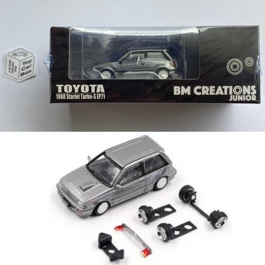 BM CREATIONS - Toyota Starlet Turbo S - 1988 EP71 (1:64 Scale- Silver -RHD) N66