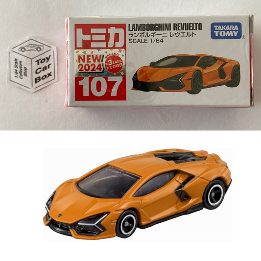 TOMICA Regular #107 - Lamborghini Revuelto (Orange - 1/64 Scale - Boxed) E99