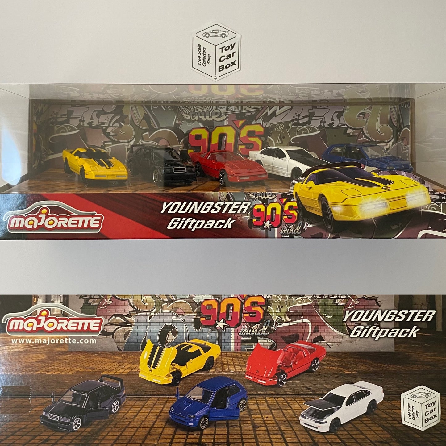 MAJORETTE Youngster 90s Gift Set (Clio 16S, 2x Corvette C4, Merc 190E & Nissan Cefiro) BC09
