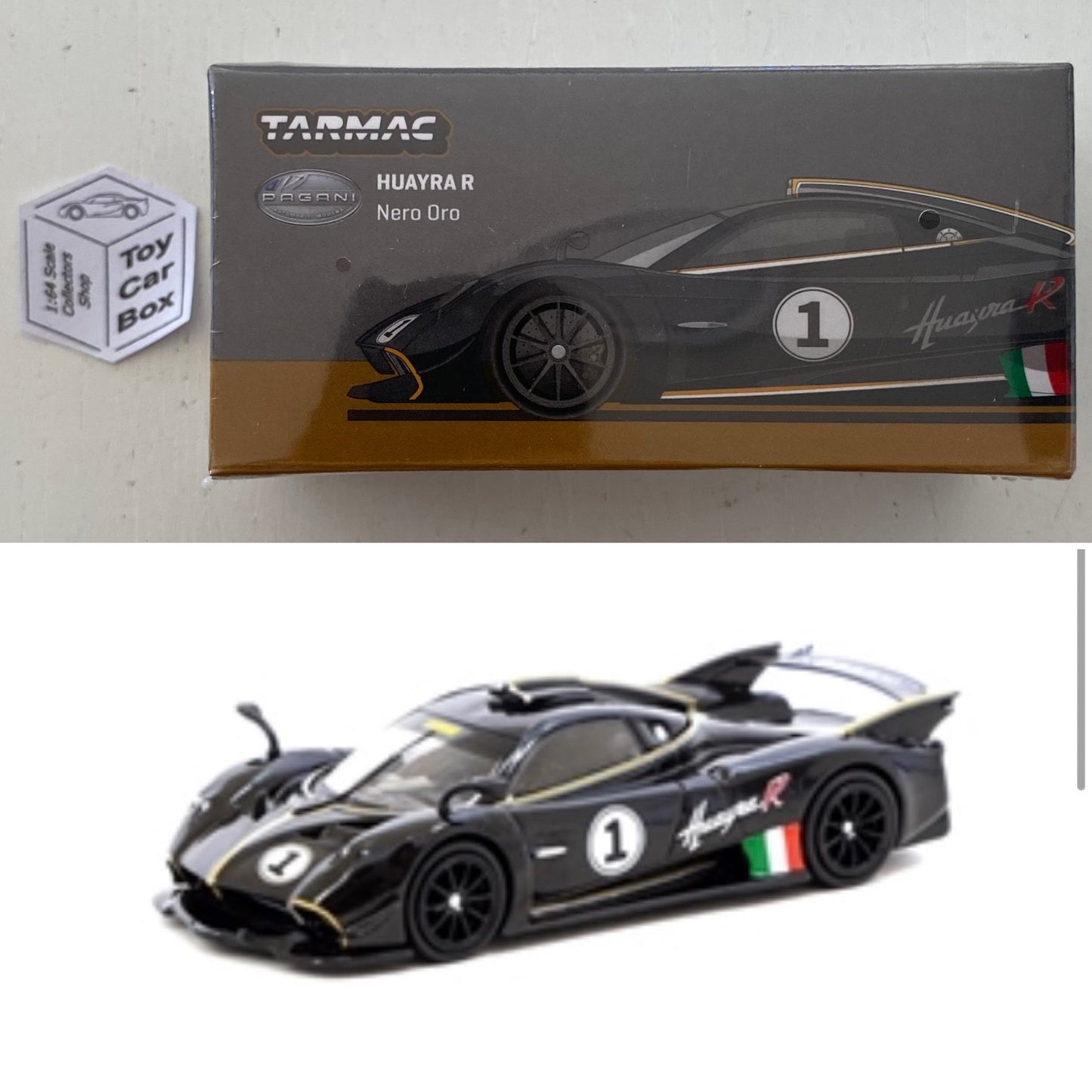 TARMAC - Pagani Huayra R (Nero Oro - Black - 1/64 Scale) Q55