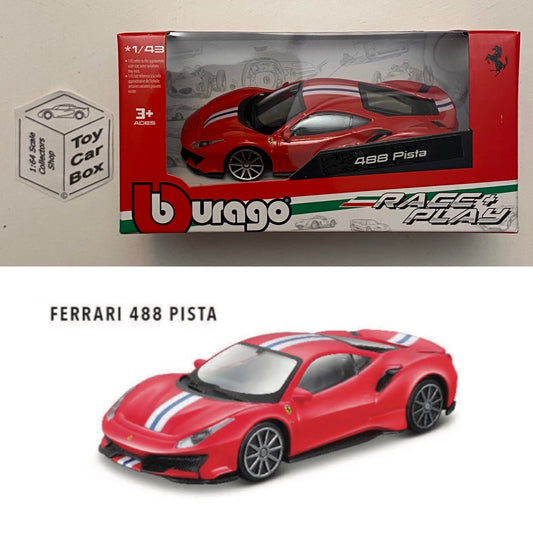 BBURAGO 1/43 - Ferrari 488 Pista (Red - Race & Play - Boxed) H75