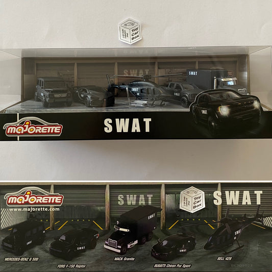 MAJORETTE SWAT Gift Set (Merc G500, F150 Raptor, Bugatti Chiron & Mack) BC09