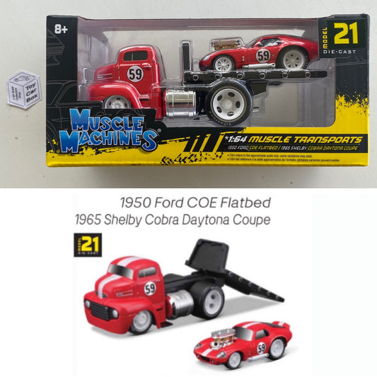 Muscle Machines Transports - ‘65 Shelby Daytona & ‘50 Ford COE (Approx 1:64) J45