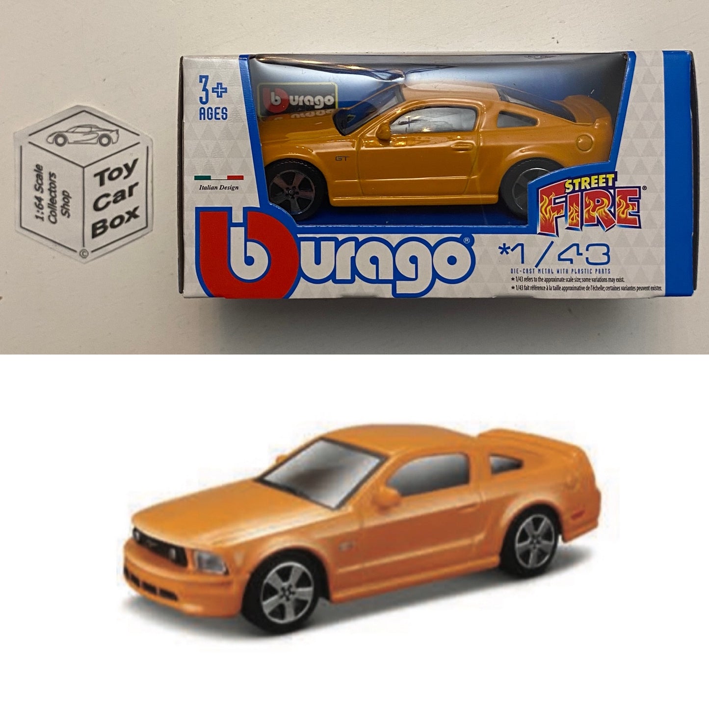 BBURAGO 1/43 - 2006 Ford Mustang GT (Orange - Street Fire - Boxed) E45