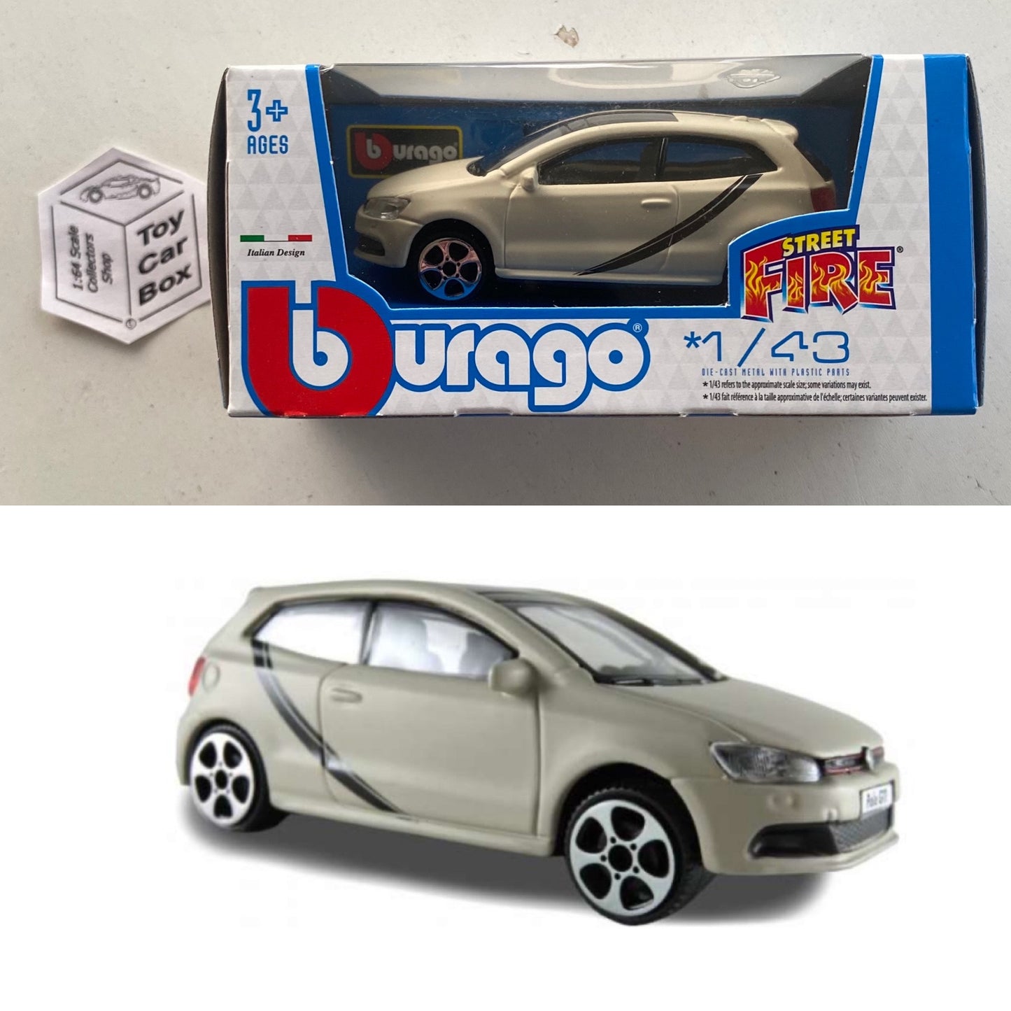 BBURAGO 1/43 - VW Polo GTI (Beige - Street Fire - Boxed) E09g