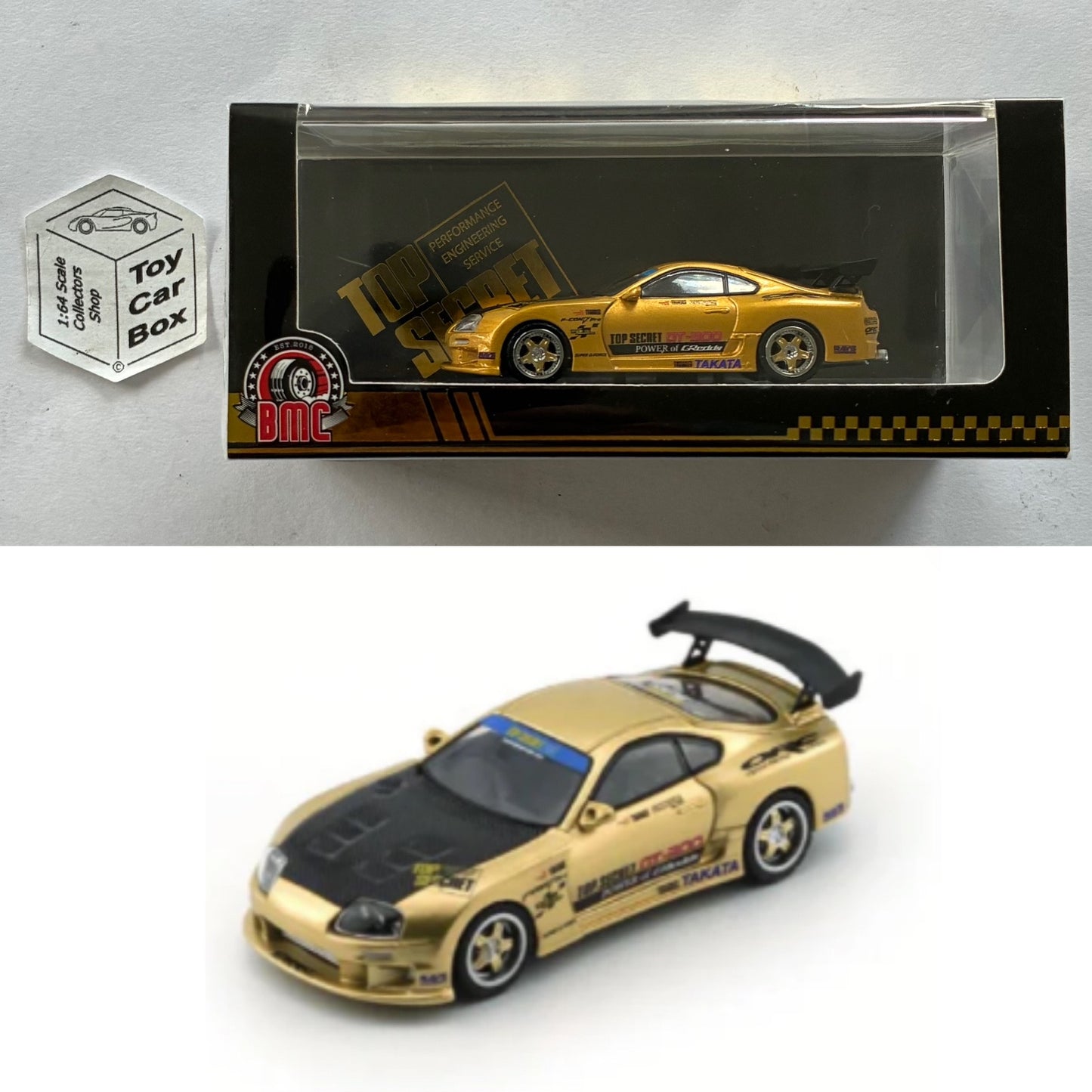 BM CREATIONS - Top Secret GT-300 Toyota Supra JZA80 (1:64 - Gold - HK Show) Og
