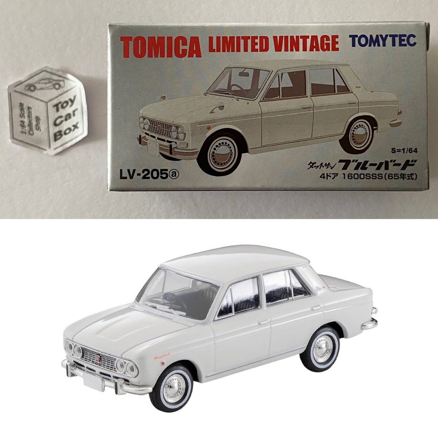 TOMICA Limited Vintage - ‘65 Datsun Bluebird 1600SSS (White 1/64 #LV-205a) BE73