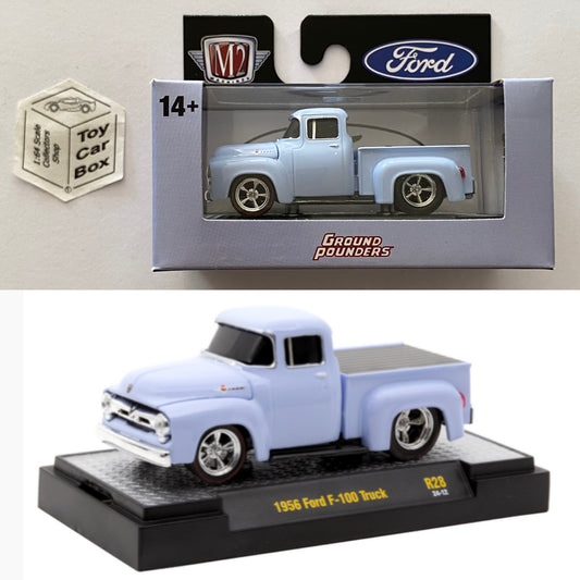 M2 MACHINES - 1956 Ford F-100 Truck (Light Blue - Ground Pounders R28) L92g