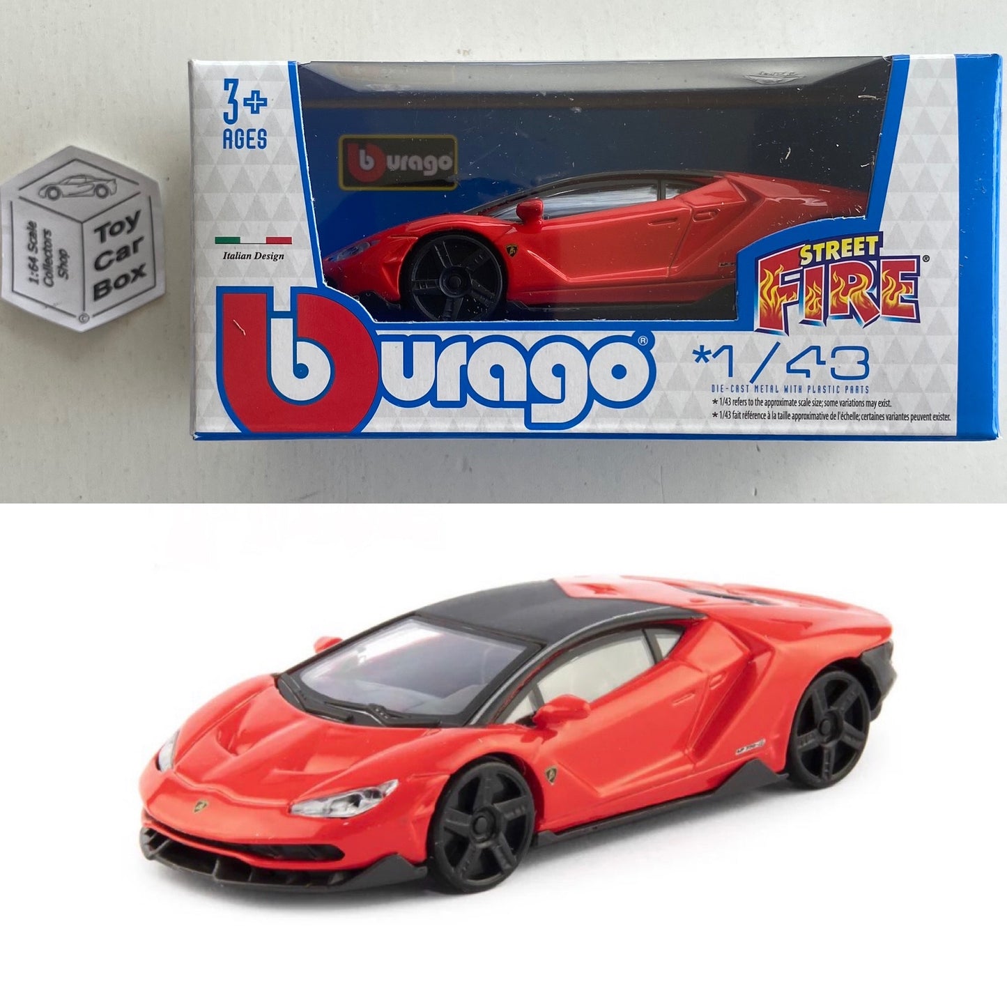 BBURAGO 1/43 - Lamborghini Centenario (Red - Street Fire - Boxed) E78