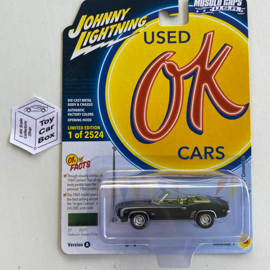 2023 JOHNNY LIGHTNING - 1969 Chevy Camaro RS/SS (Green- Muscle Cars USA R1a) M15