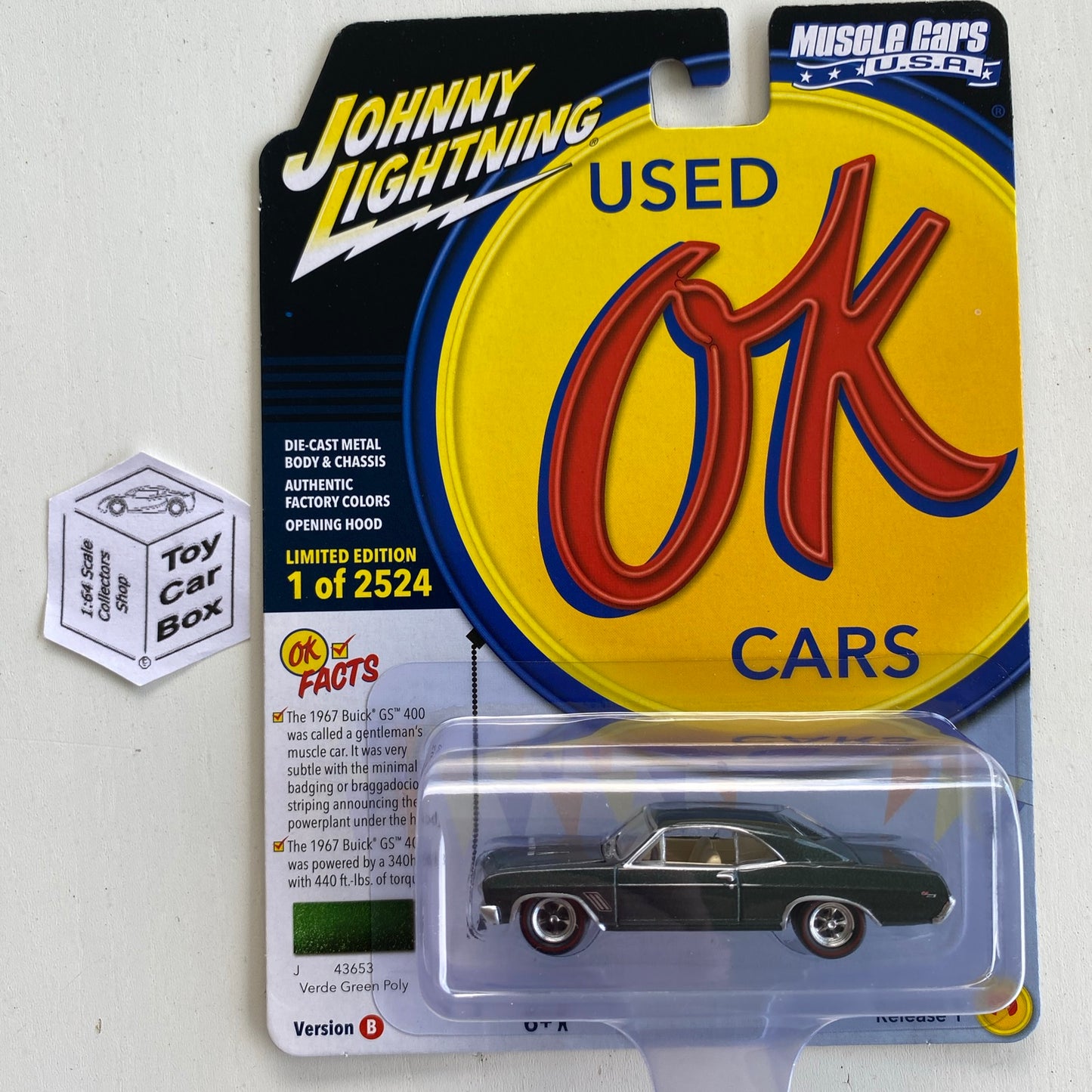 2023 JOHNNY LIGHTNING - 1967 Buick GS 400 (Verde Green- Muscle Cars USA R1b) M15