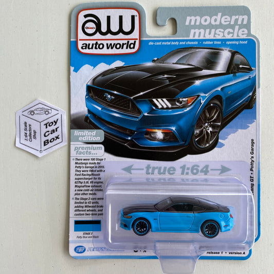 2024 AUTO WORLD - 2015 Ford Mustang GT Petty’s Garage (Blue - Release 1A) M15