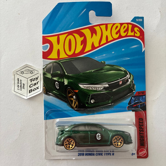 2026 HOT WHEELS #11 - 2018 Honda Civic Type R (Green #3 Nightspeed - Long) B64