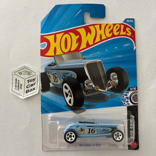 2026 HOT WHEELS #119 - ‘33 Ford Lo Boy (Blue #3 Rod Squad - Long Card) B64