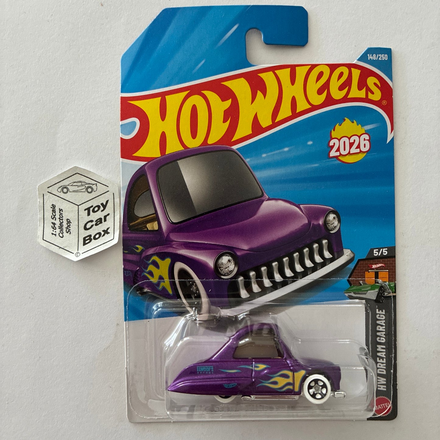 2026 HOT WHEELS #148 - Tooned Purple Passion (#5 Dream Garage - Long Card) A80