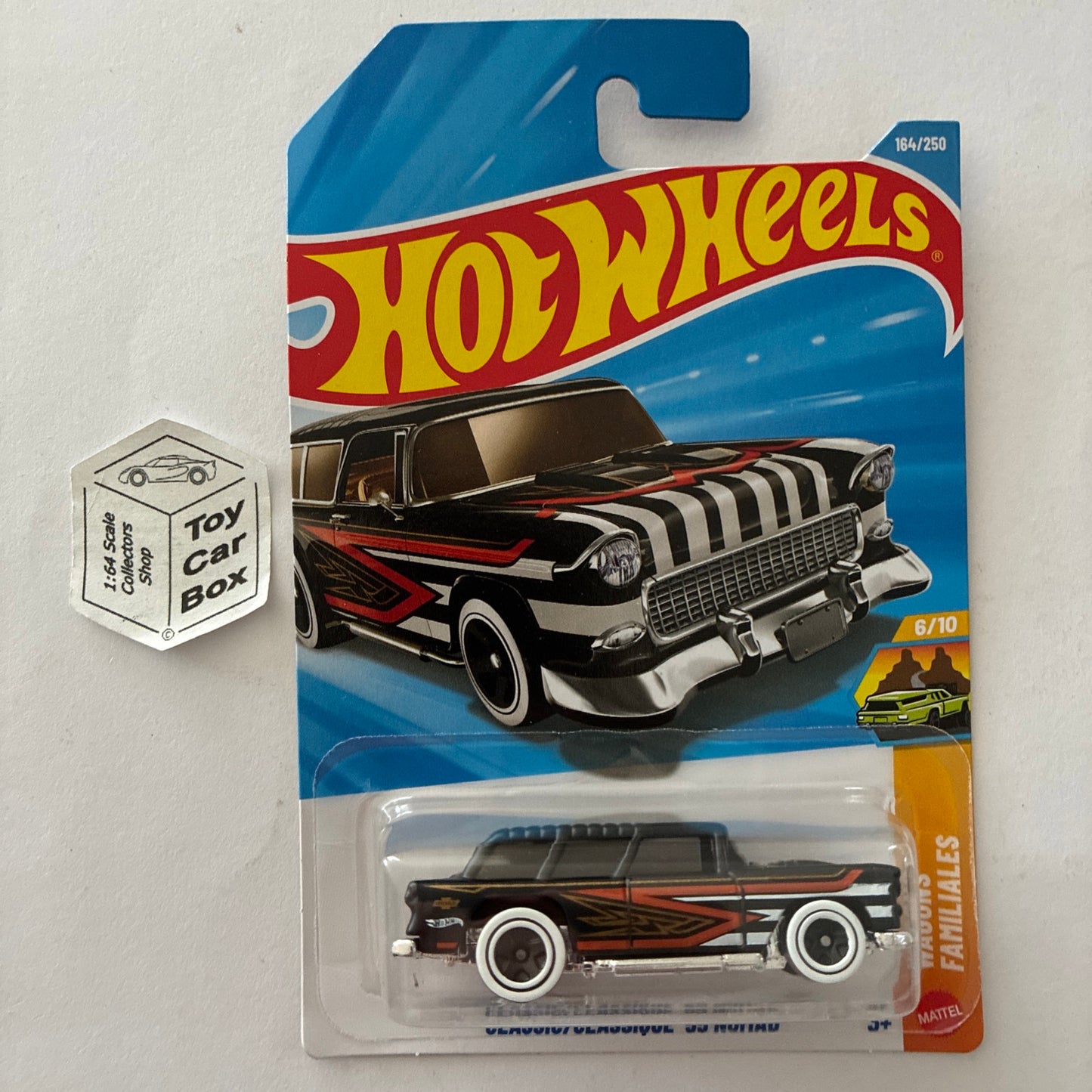 2026 HOT WHEELS #164 - Classic ‘55 Chevy Nomad (Black #6 Wagons - Long Card) A80