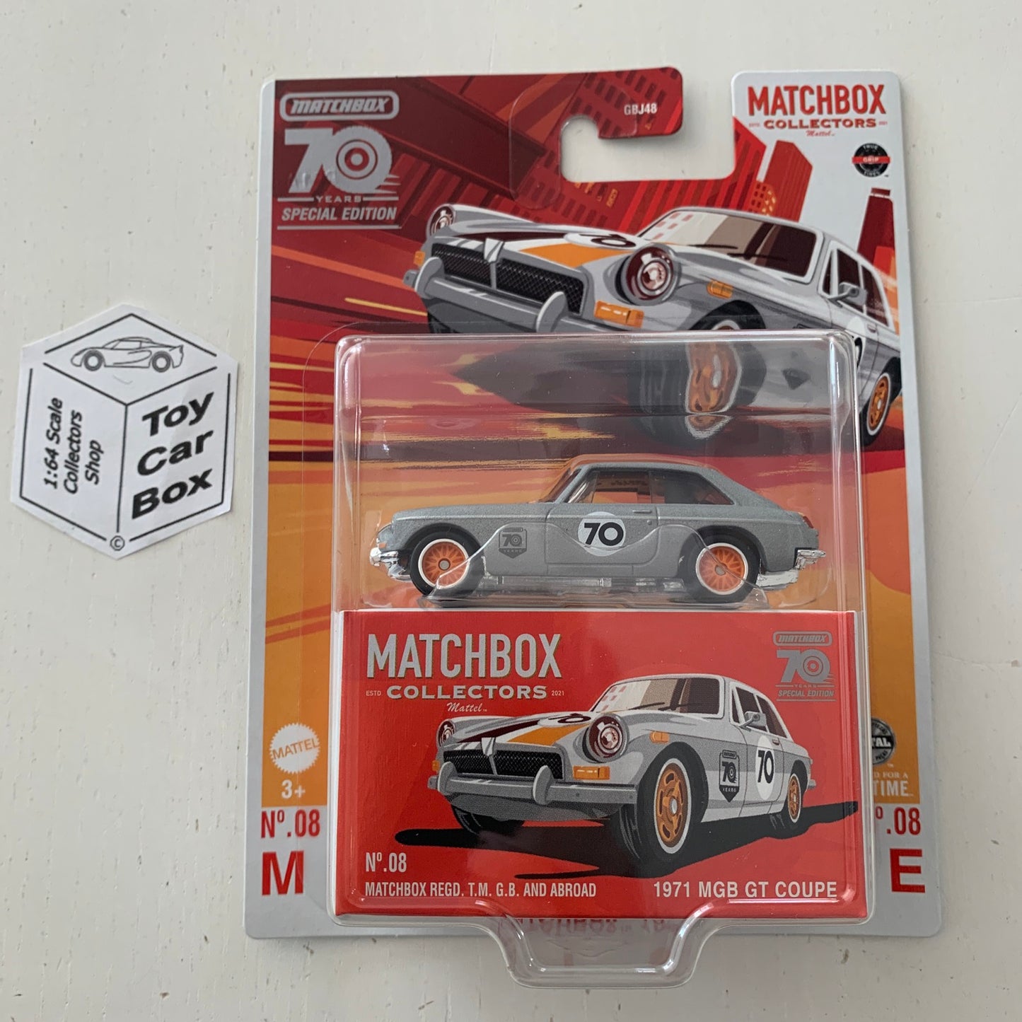 2023 MATCHBOX Collectors 70 Years - MGB GT Coupe #8 (Premium - Grey) K25g