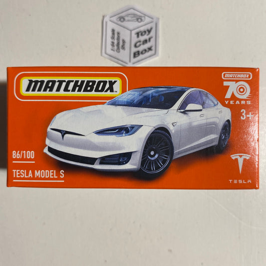 2023 MATCHBOX #86 - Tesla Model S (White - Power Grabs) C50
