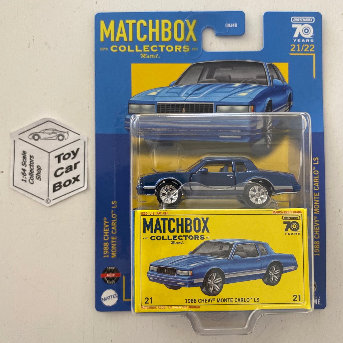 2023 MATCHBOX Collectors #21 - 1988 Chevy Monte Carlo (Opening Doors - Blue) J00
