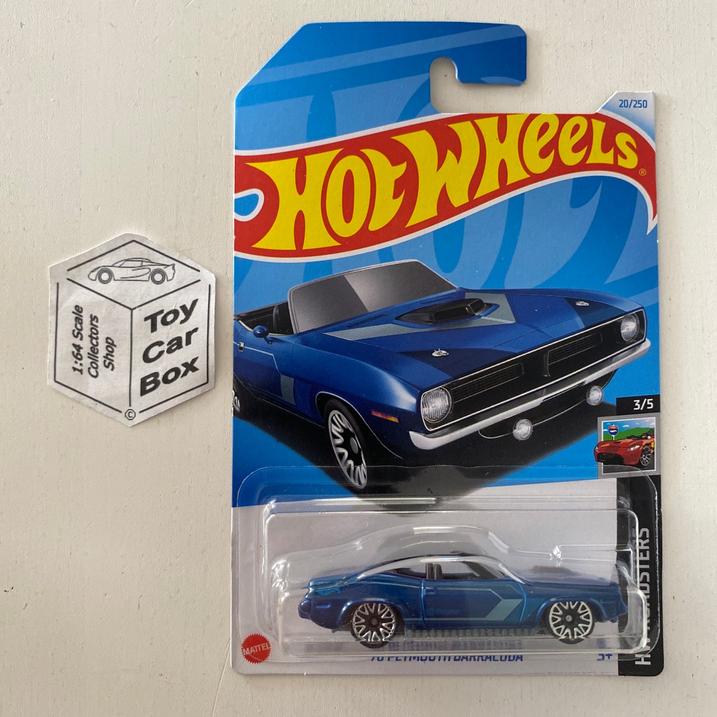 2024 HOT WHEELS #20 - ‘70 Plymouth Barracuda (Blue #3 Roadsters - Long Card) A90