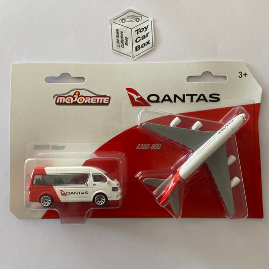MAJORETTE Qantas - Toyota Hiace & Airbus A380-800 (1:64 Vehicle & Plane Set) L64