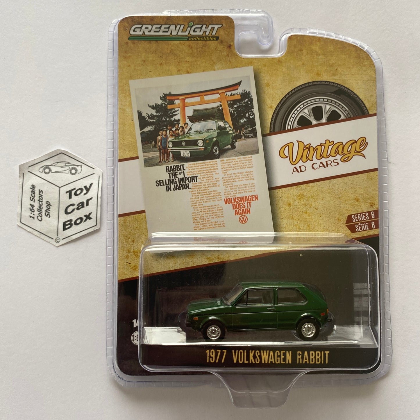 GREENLIGHT - 1977 Volkswagen Golf Rabbit (Green - Vintage Ad Cars Series 6) I22g