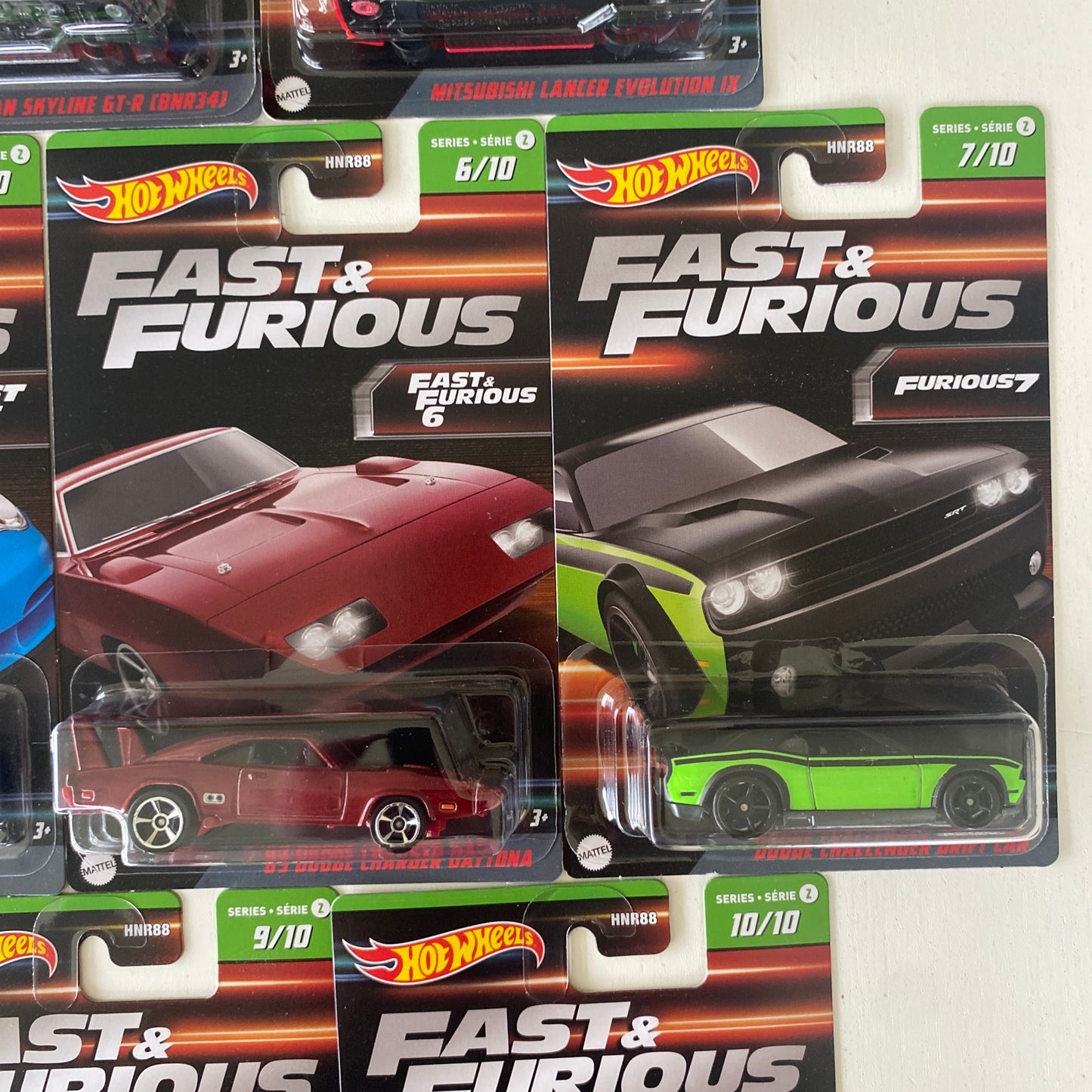 2023 HOT WHEELS Fast & Furious 10 Car Set (Series 2, Inc. Lancer & Skyline) ED1g