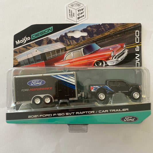 MAISTO 1/64 Tow & Go - ‘21 Ford F150 SVT Raptor & Ford Performance Trailer -O84g