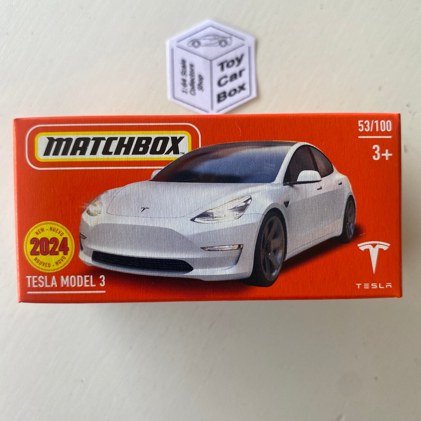 2024 MATCHBOX #53 - Tesla Model 3 (New - White - Power Grab - Unopened) C50