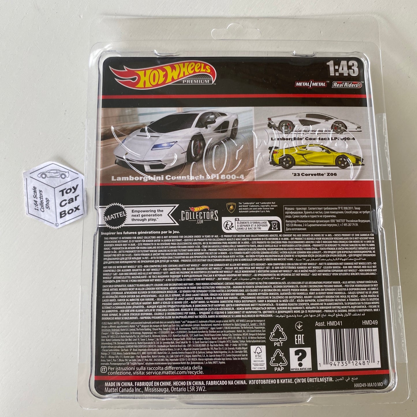 2023 HOT WHEELS 1:43 - Lamborghini Countach LPI800-4 (White #1 Blister) BE60