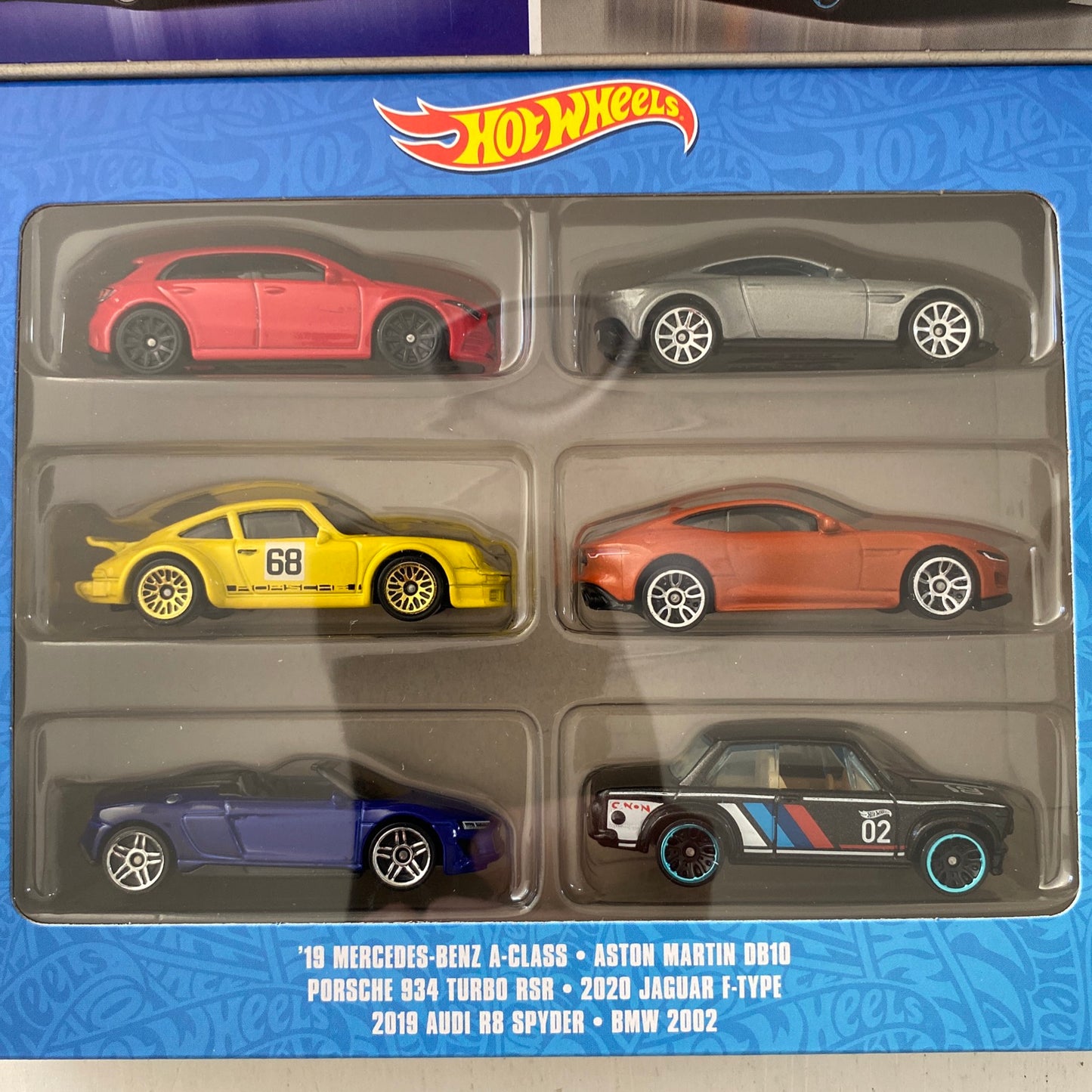 2023 HOT WHEELS Euro 6 Car Set - 934, R8, Aston DB10, Merc, BMW & F-Type - V50