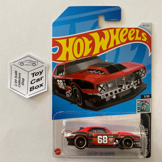 2024 HOT WHEELS #81 - Custom ‘68 Chevy Camaro (Red #7 Modified - Long Card) B25