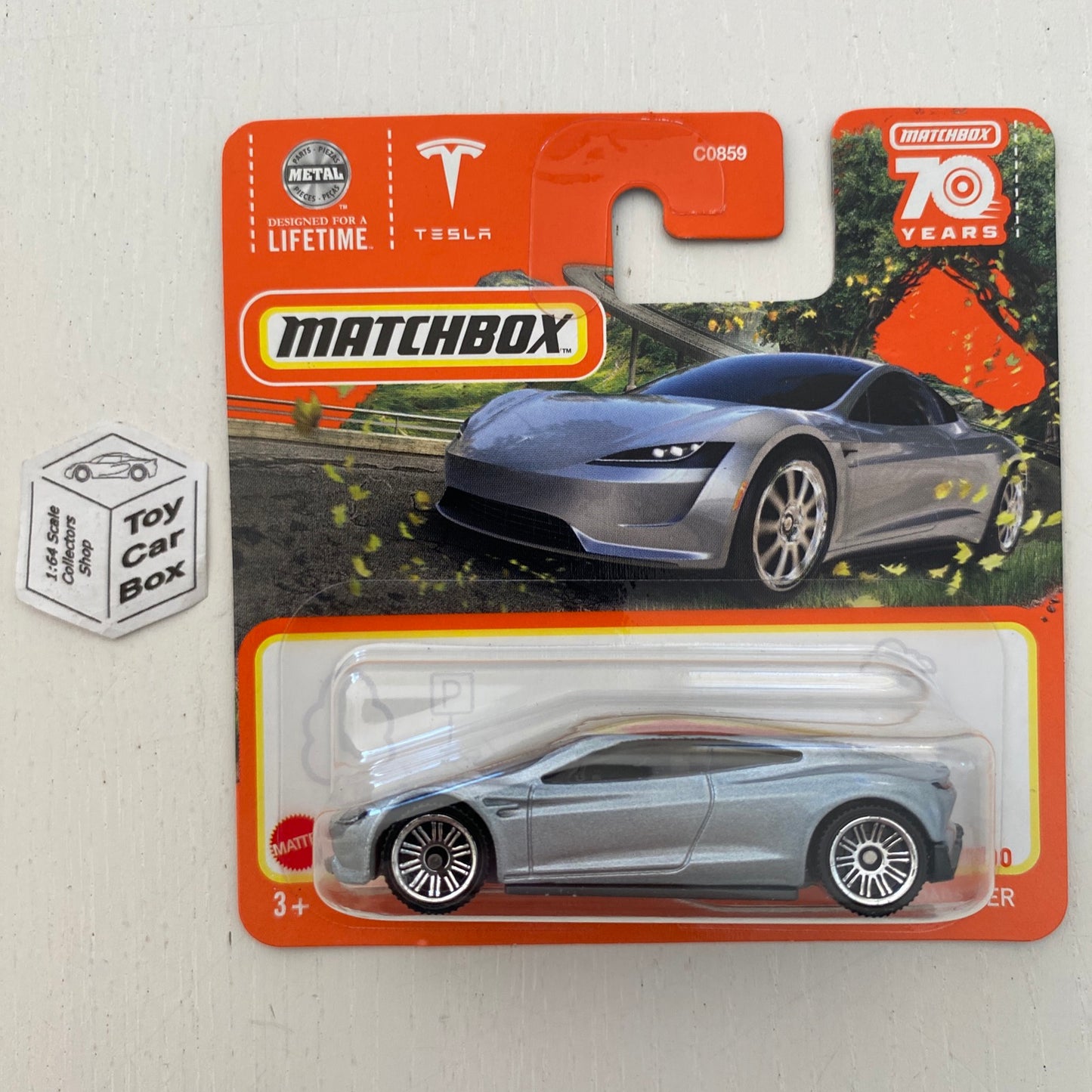 2023 MATCHBOX #91 - Tesla Roadster (Silver - Short Card) B53