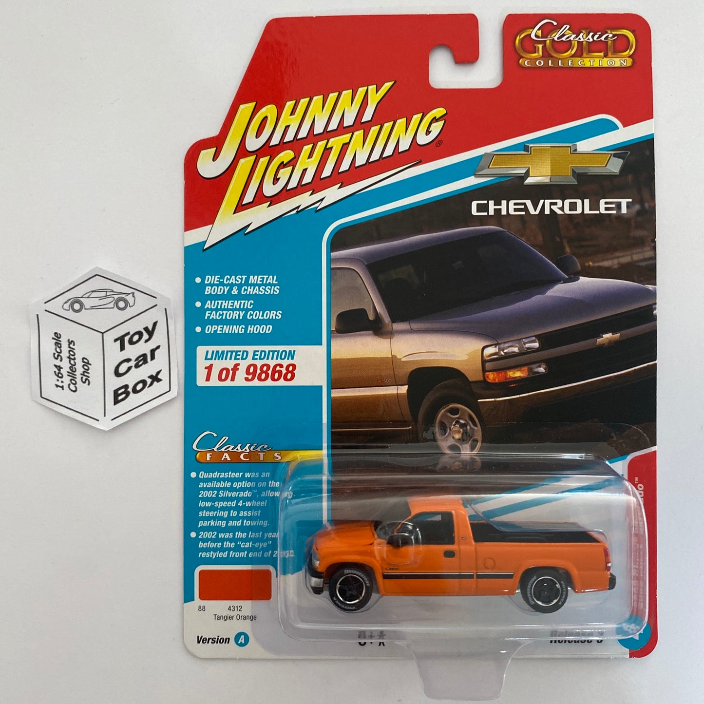 2022 JOHNNY LIGHTNING - 2002 Chevy Silverado (Orange - Classic Gold 3A) M15