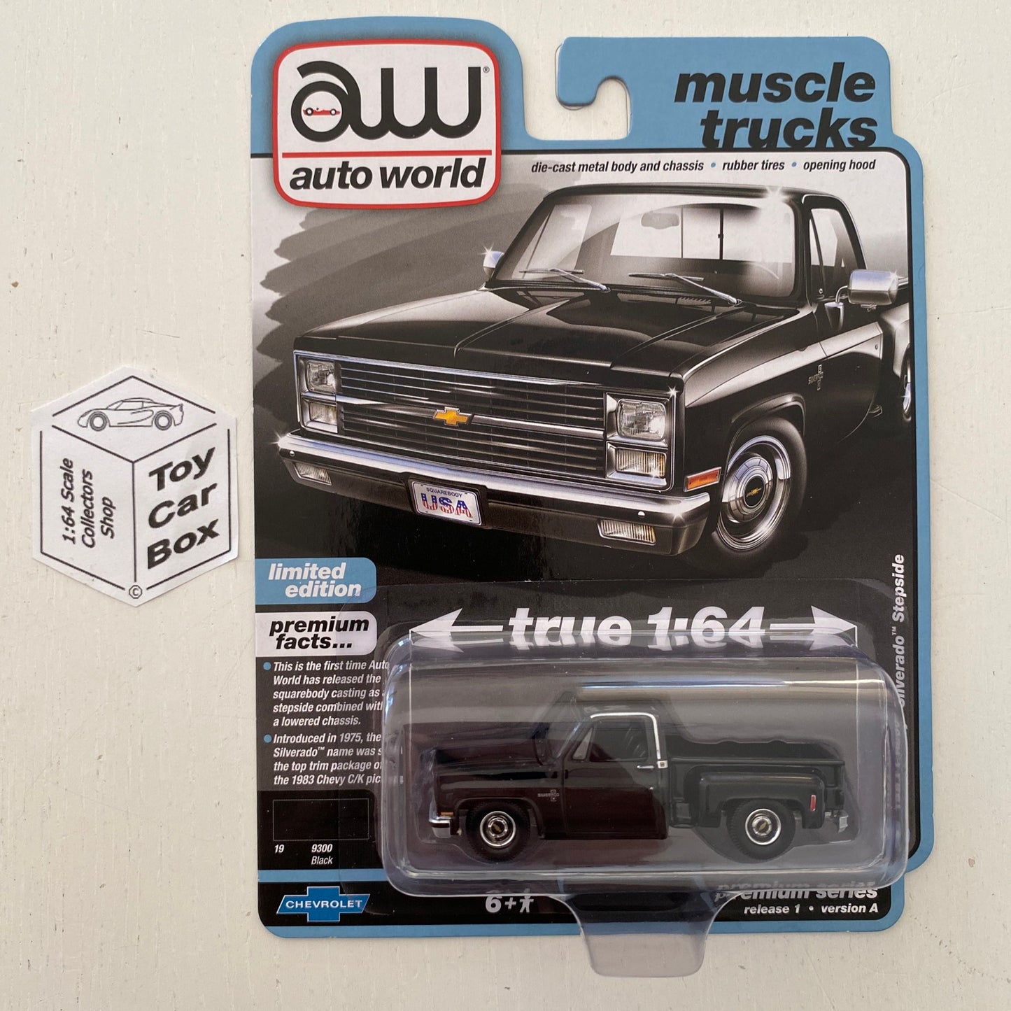 2023 AUTO WORLD - 1983 Chevy Silverado Stepside (Black -Release 1 Version A) M15