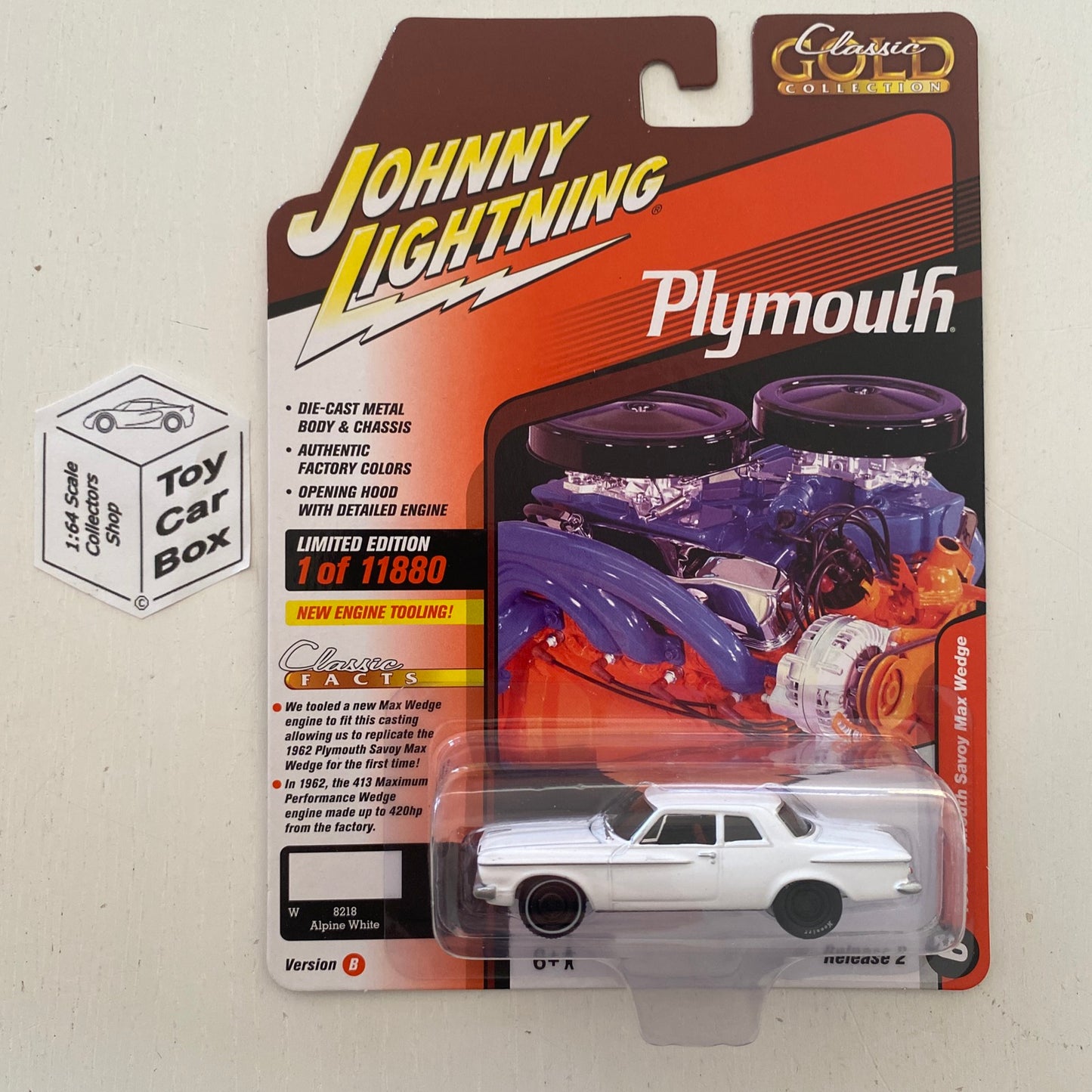 2022 JOHNNY LIGHTNING - 1962 Plymouth Savoy Max Wedge (White - Release 2B) M15