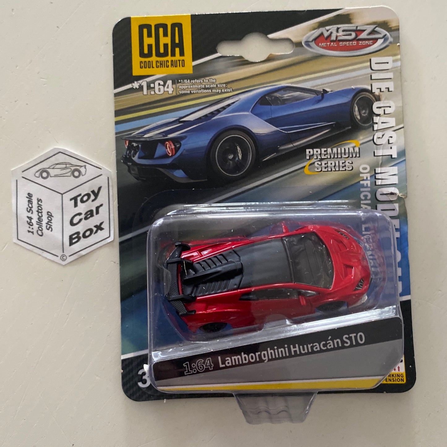 MSZ / CCA - Lamborghini Huracan STO (Red - 1/64 Scale) & Display Box - E90