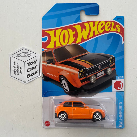 2023 HOT WHEELS #117- 73 Honda Civic Custom (Orange #8 J-Imports- Long Card) A80