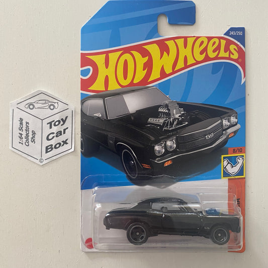 2022 HOT WHEELS #243 - Chevelle SS Express (Black #8 Muscle Mania - Long Card) B00