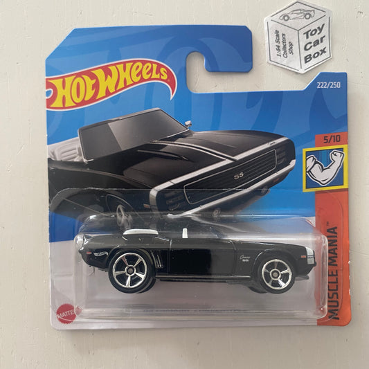 2022 HOT WHEELS #222 - ‘69 Chevy Camaro Convertible (Black - Short Card) C00