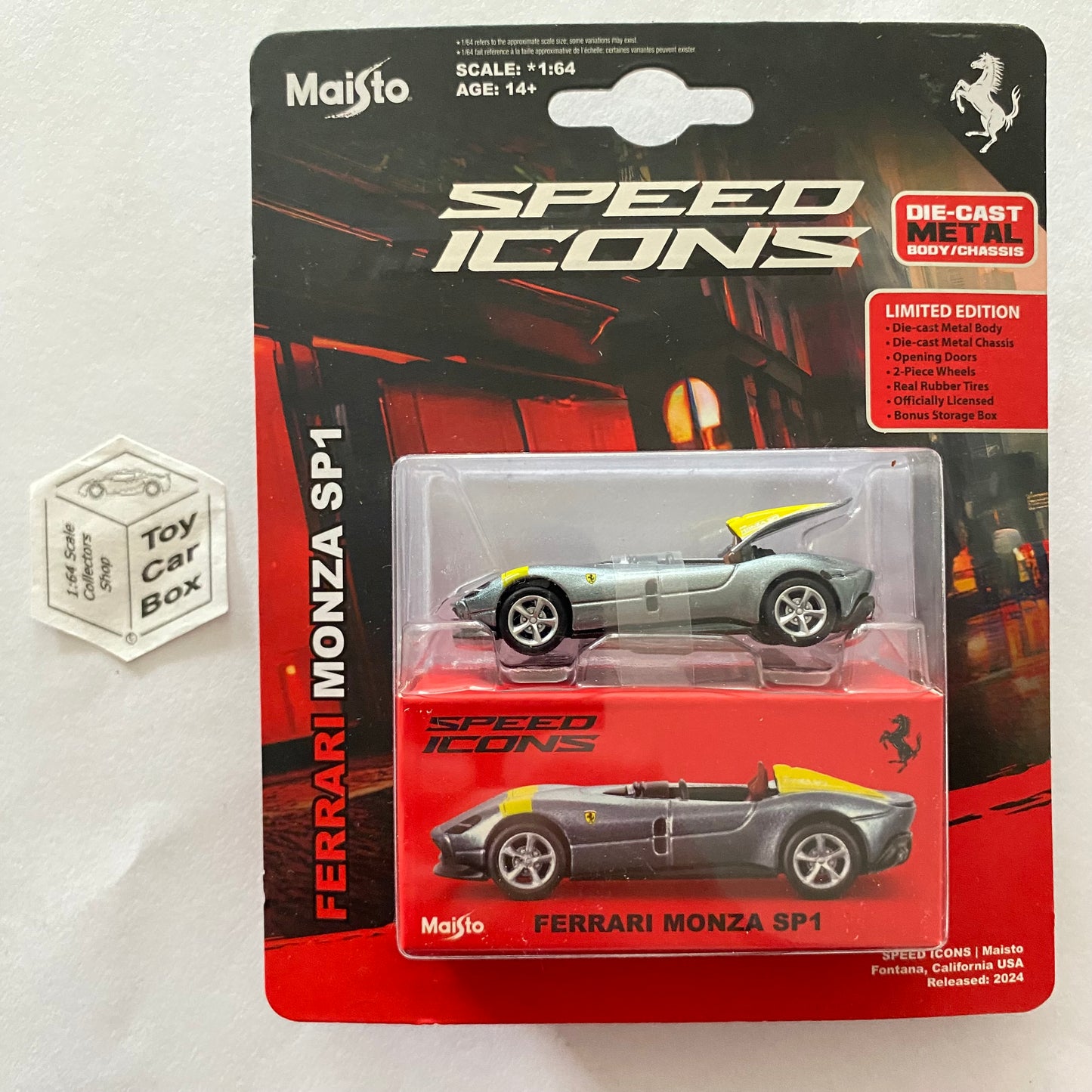 MAISTO Speed Icons - Ferrari Monza SP1 (Silver - Opening Rear - Blister) J15g