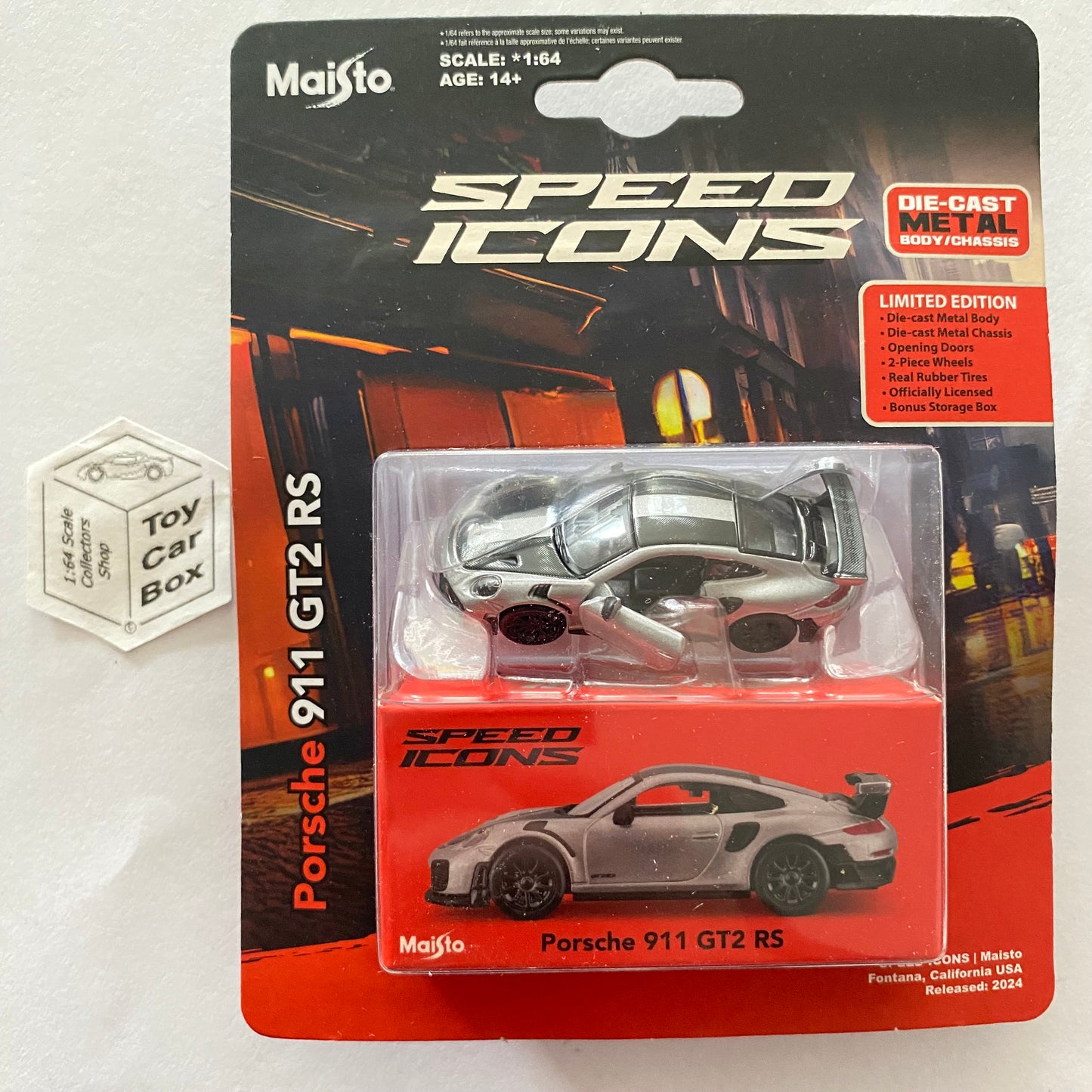 MAISTO Speed Icons - Porsche 911 GT2 RS (Silver - Opening Doors - Blister) J15g