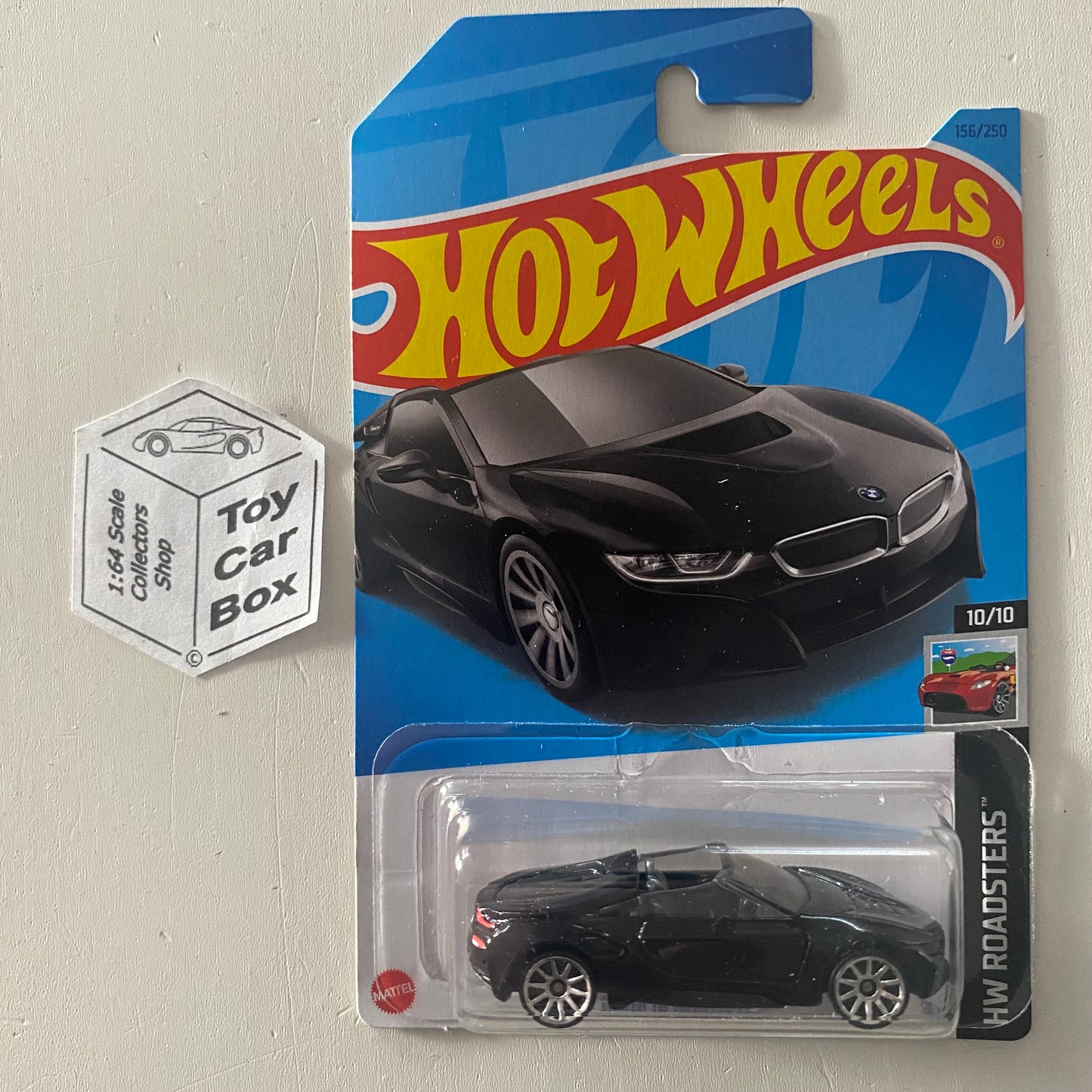 2023 HOT WHEELS #156 - BMW i8 Roadster (Black #10 Roadsters - Long Card) B00