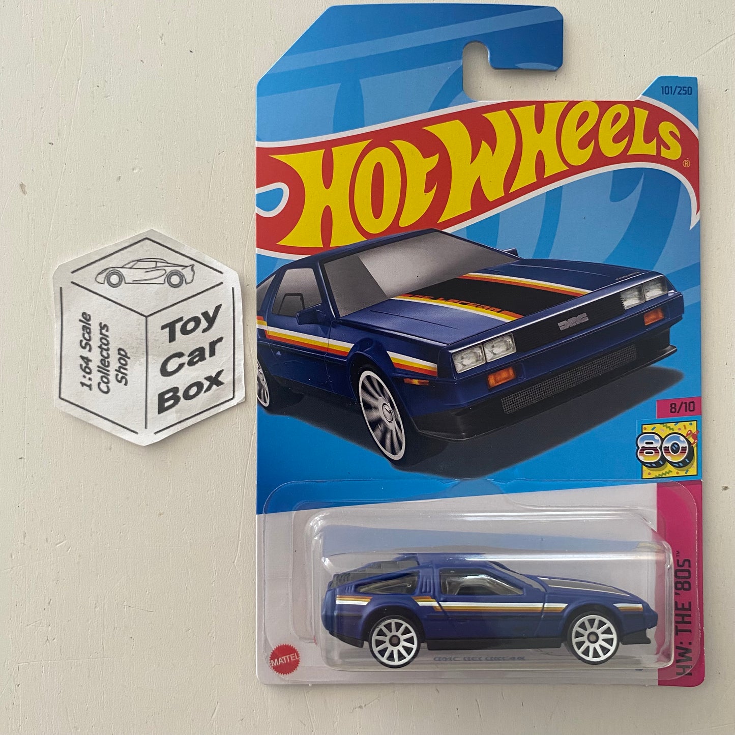 2023 HOT WHEELS #101 - DMC Delorean (Blue #8 HW The 80s - Long Card) A80