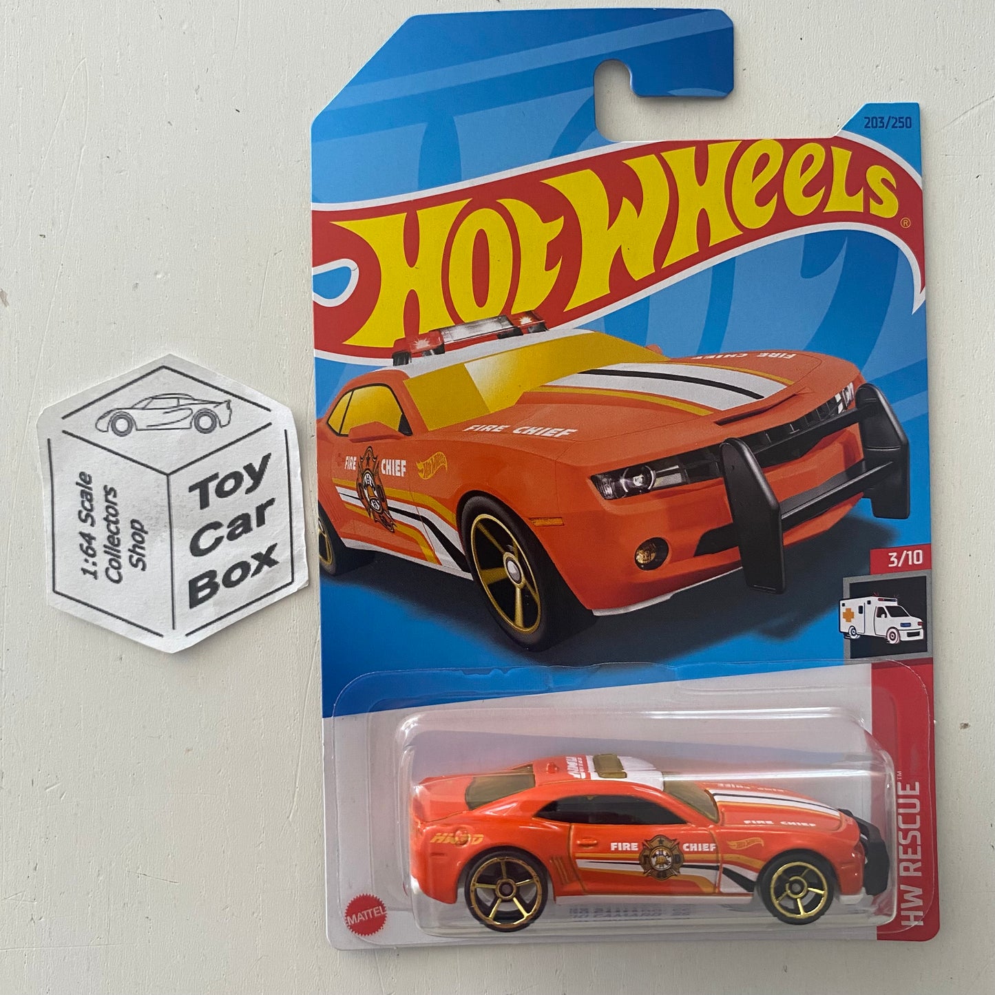 2023 HOT WHEELS #203 - ‘10 Camaro SS (Orange #3 HW Rescue - Long Card) B92