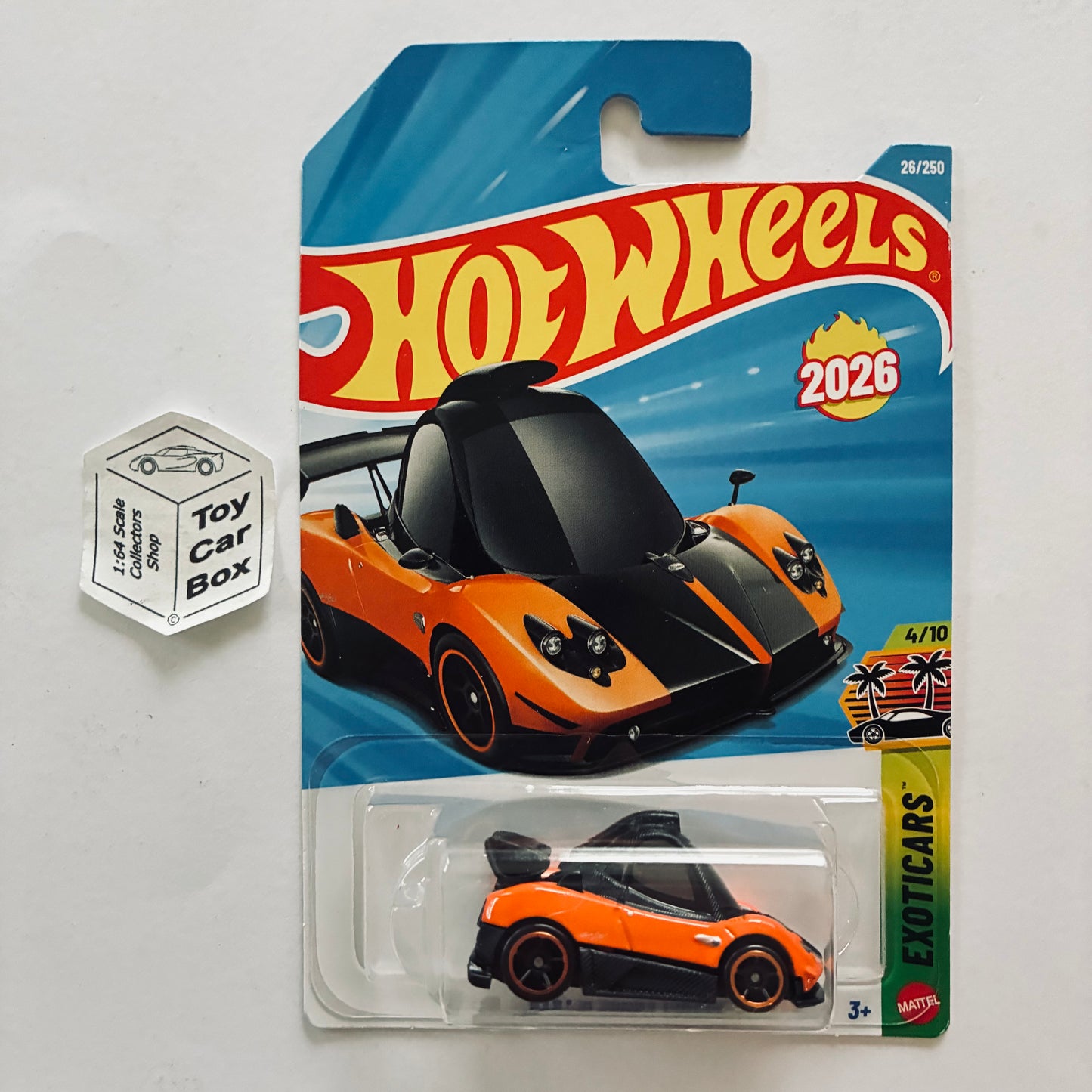 2026 HOT WHEELS #26 - Pagani Zonda Cinque (Orange #4 Exoticars - Long Card) B64