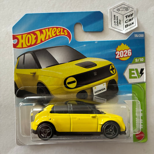 2026 HOT WHEELS #115 - Custom 2020 Honda e (Yellow #9 HW EV - Short Card) C75